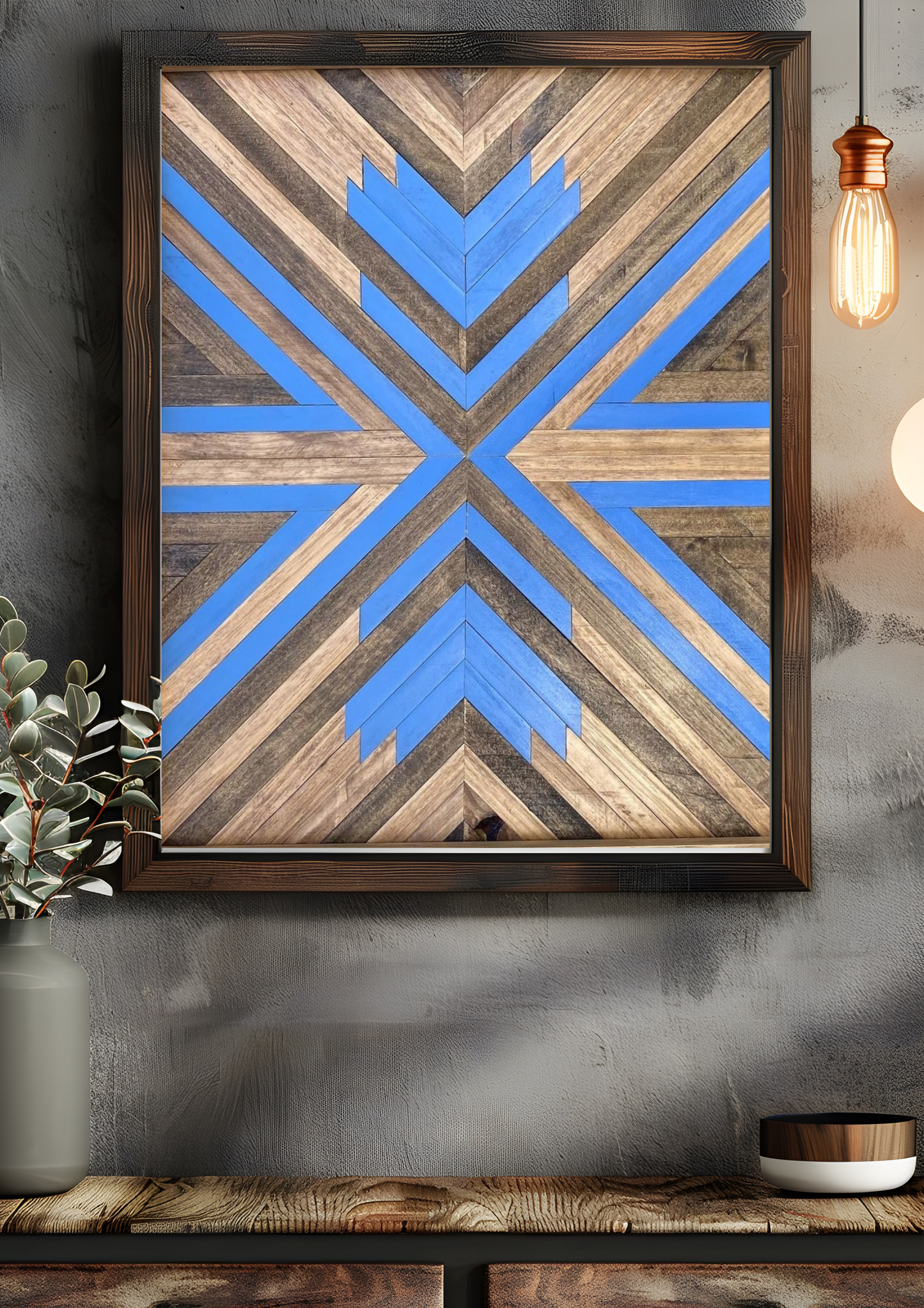 Geometric Cobalt Cross Mosaic