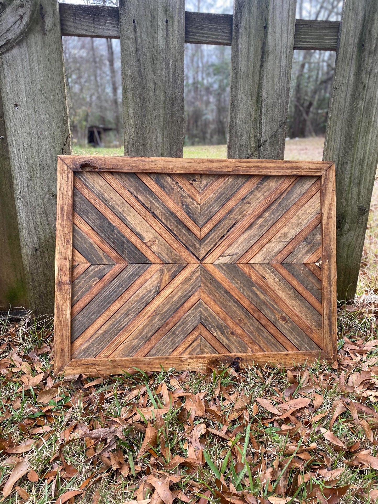 Rustic Natural Geometric Wood Wall Art – Reclaimed Chevron Mosaic