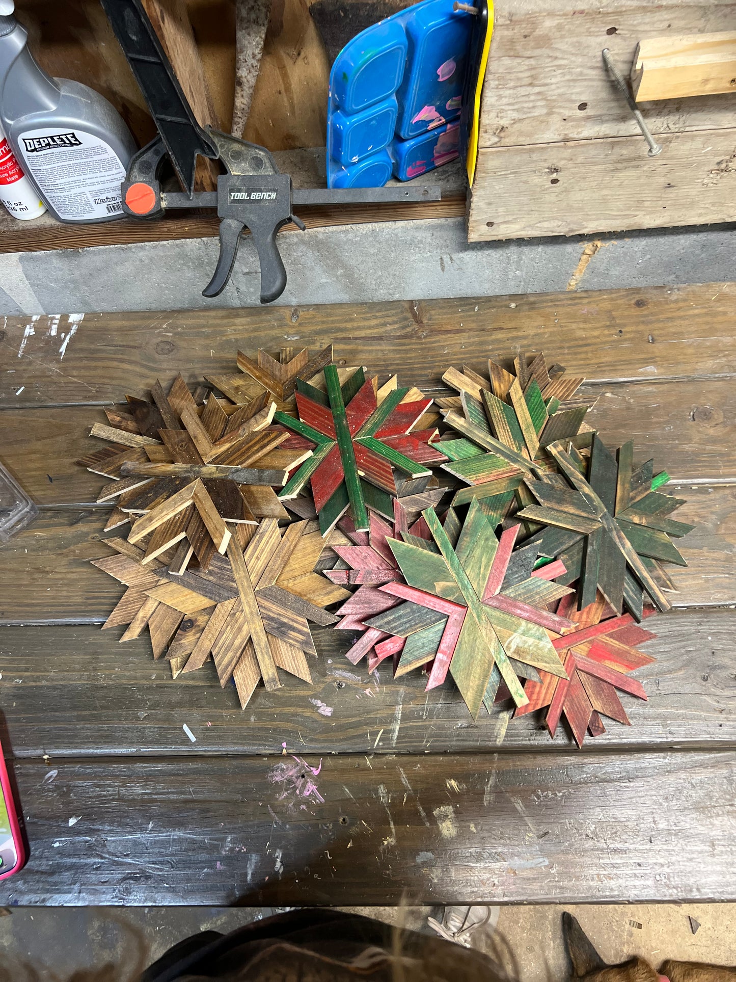 Rustic Wooden Snowflake Ornaments – Handmade Geometric Christmas Décor