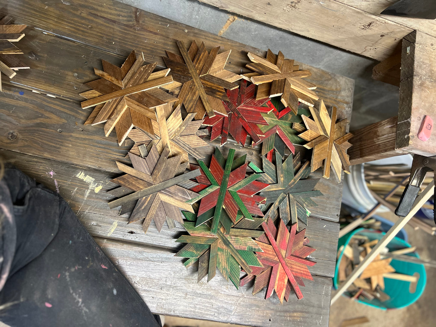 Rustic Wooden Snowflake Ornaments – Handmade Geometric Christmas Décor