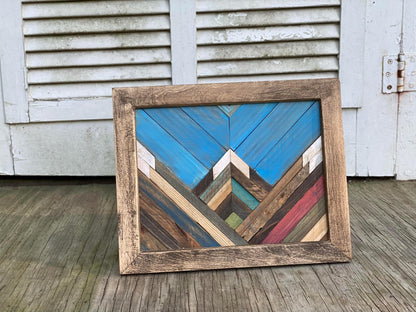 Mountain Sky Geometric Wood Wall Art – Reclaimed Mosaic