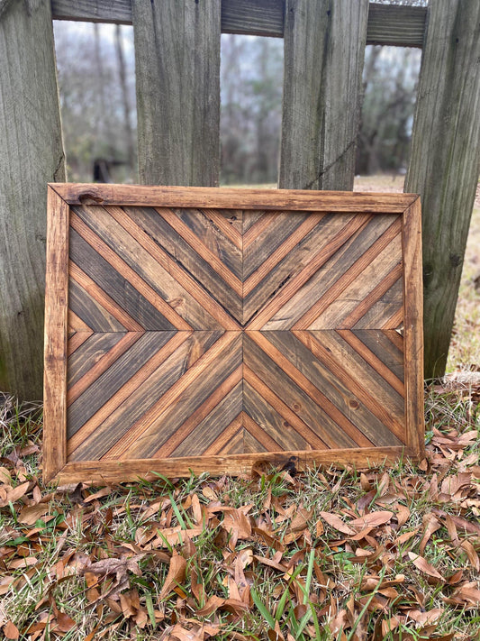 Rustic Natural Geometric Wood Wall Art – Reclaimed Chevron Mosaic