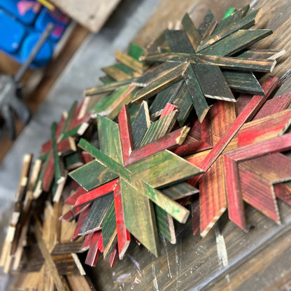 Rustic Wooden Snowflake Ornaments – Handmade Geometric Christmas Décor