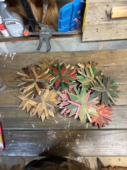 Rustic Wooden Snowflake Ornaments – Handmade Geometric Christmas Décor