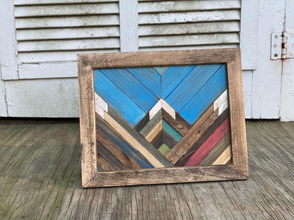 Mountain Sky Geometric Wood Wall Art – Reclaimed Mosaic