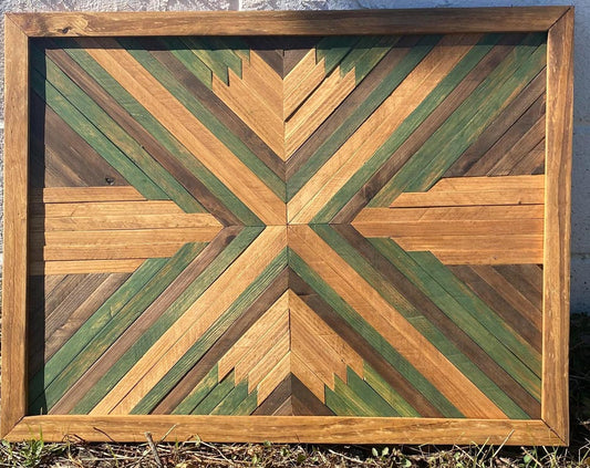 Reclaimed Wood Wall Art with Green Accents